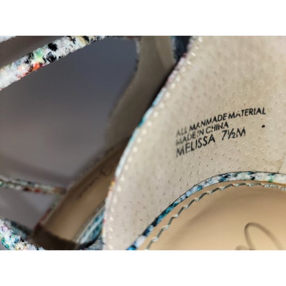 Amelia Grace Melissa Snake Skin Print Multi Color Rope Straps Zipper Heel 3.5 in - Picture 9 of 12